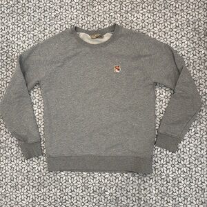 Women's Maison Kitsune Pullover Sweatshirt with Embroidered Fox in Grey, Size XS